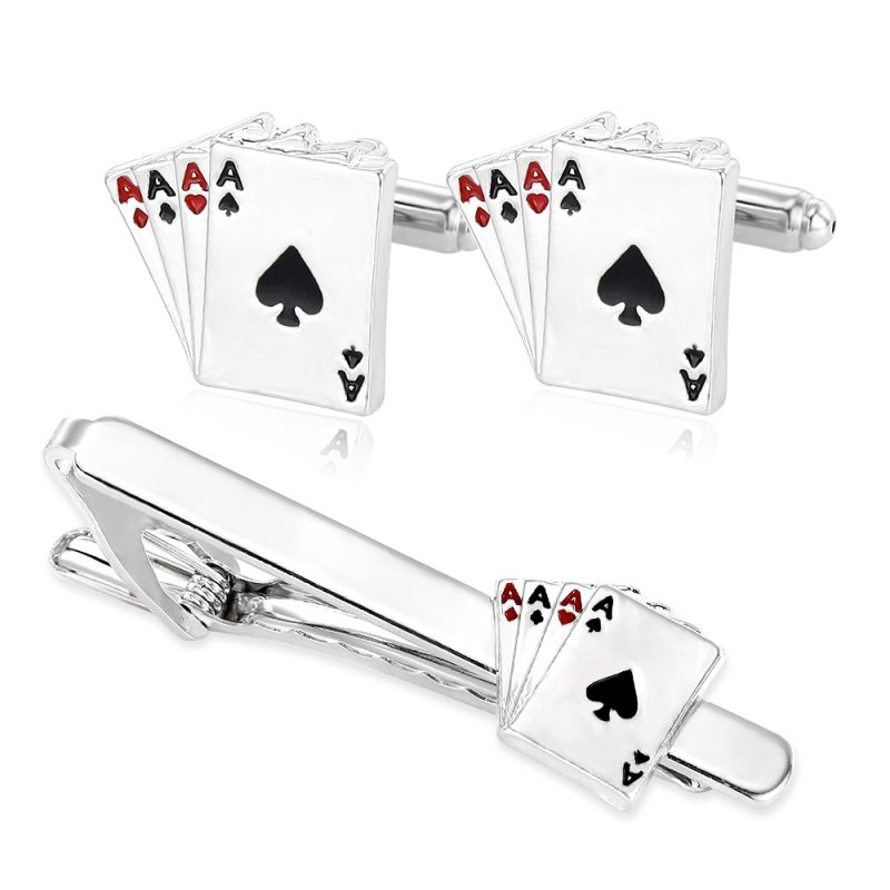 Personality Poker AAAA Cufflinks&Tie Clip Set For Men Shirt Suit Tuxedo Blouse Jewelry Accessories - Image 7