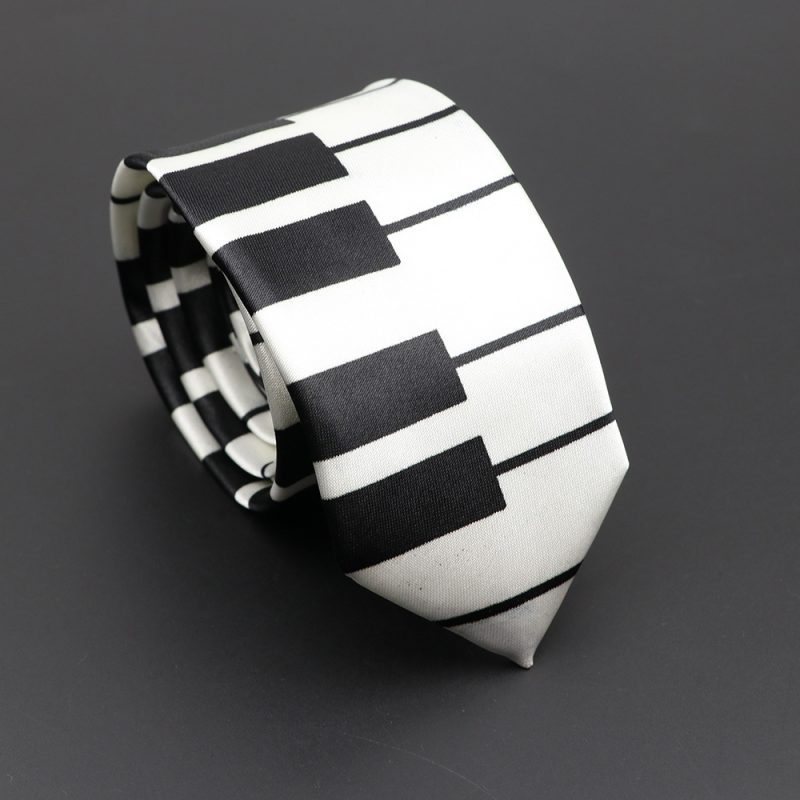 Classic Musical Notes Printed Tie Silky Narrow Neckties Slim Smooth Piano Guitar Necktie Simple Elegant Trendy Unisex Ties Gift - Image 6
