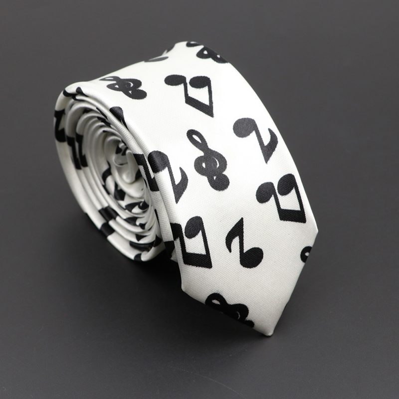 Classic Musical Notes Printed Tie Silky Narrow Neckties Slim Smooth Piano Guitar Necktie Simple Elegant Trendy Unisex Ties Gift - Image 19
