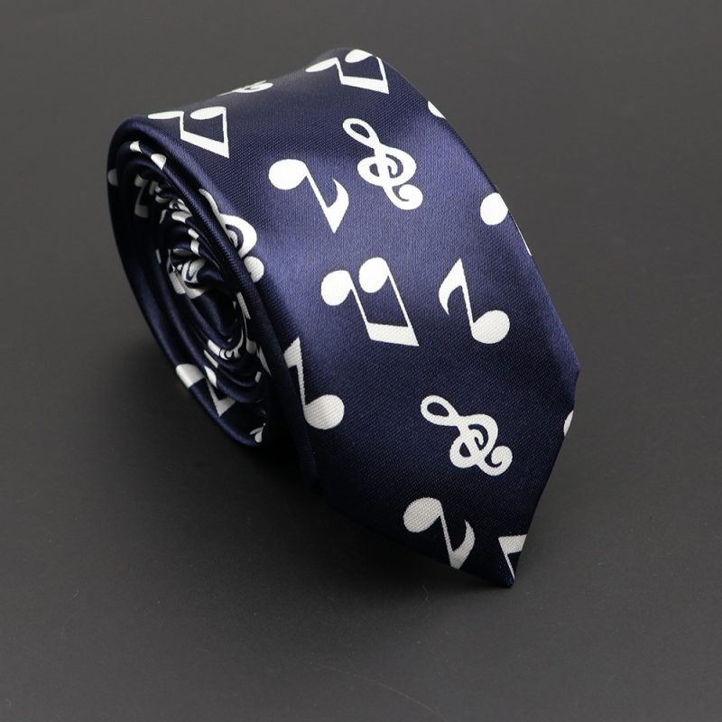 Classic Musical Notes Printed Tie Silky Narrow Neckties Slim Smooth Piano Guitar Necktie Simple Elegant Trendy Unisex Ties Gift - Image 20