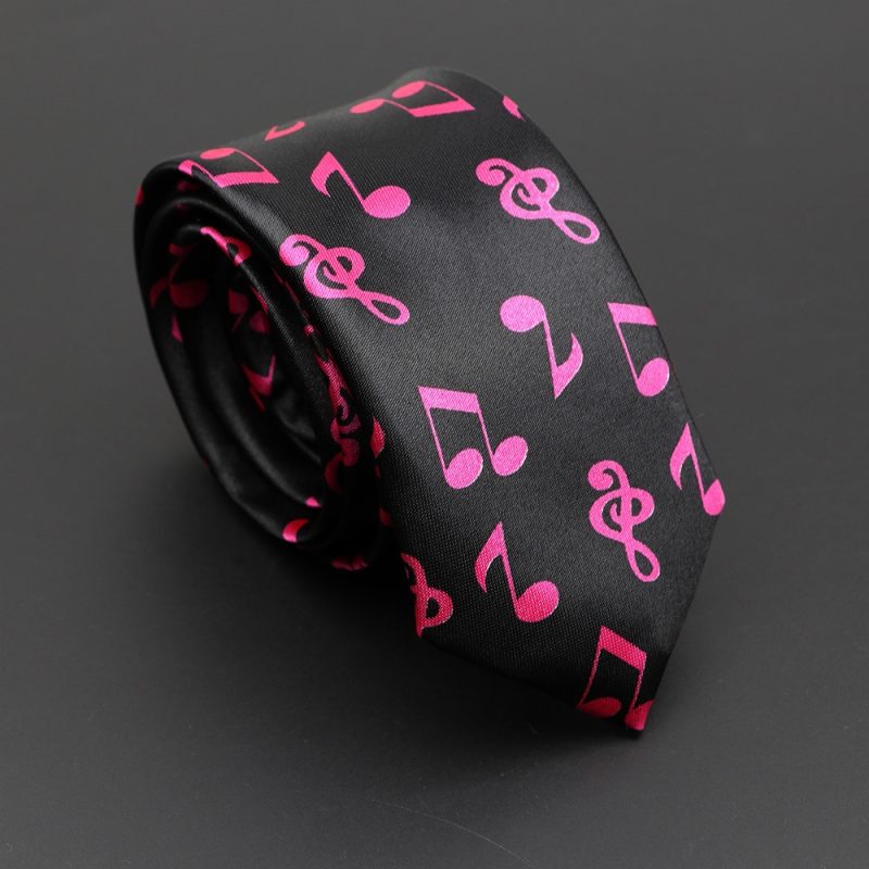 Classic Musical Notes Printed Tie Silky Narrow Neckties Slim Smooth Piano Guitar Necktie Simple Elegant Trendy Unisex Ties Gift - Image 21