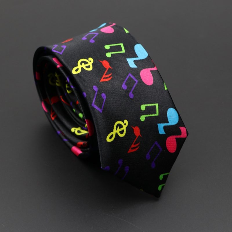 Classic Musical Notes Printed Tie Silky Narrow Neckties Slim Smooth Piano Guitar Necktie Simple Elegant Trendy Unisex Ties Gift - Image 22