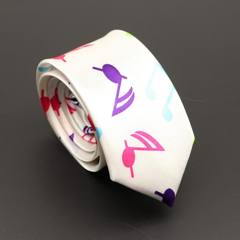 Classic Musical Notes Printed Tie Silky Narrow Neckties Slim Smooth Piano Guitar Necktie Simple Elegant Trendy Unisex Ties Gift - Image 23