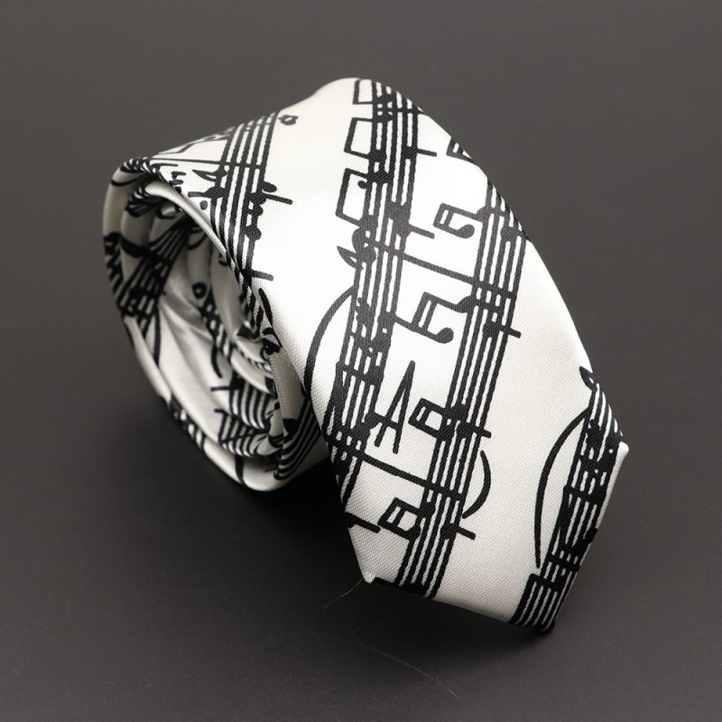Classic Musical Notes Printed Tie Silky Narrow Neckties Slim Smooth Piano Guitar Necktie Simple Elegant Trendy Unisex Ties Gift - Image 24