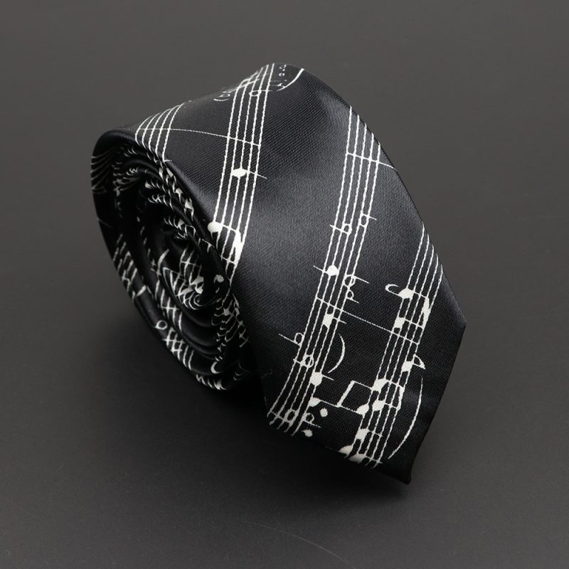 Classic Musical Notes Printed Tie Silky Narrow Neckties Slim Smooth Piano Guitar Necktie Simple Elegant Trendy Unisex Ties Gift - Image 25