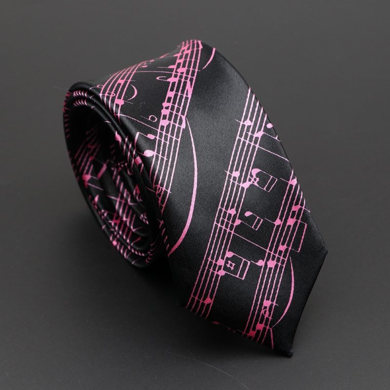 Classic Musical Notes Printed Tie Silky Narrow Neckties Slim Smooth Piano Guitar Necktie Simple Elegant Trendy Unisex Ties Gift - Image 26