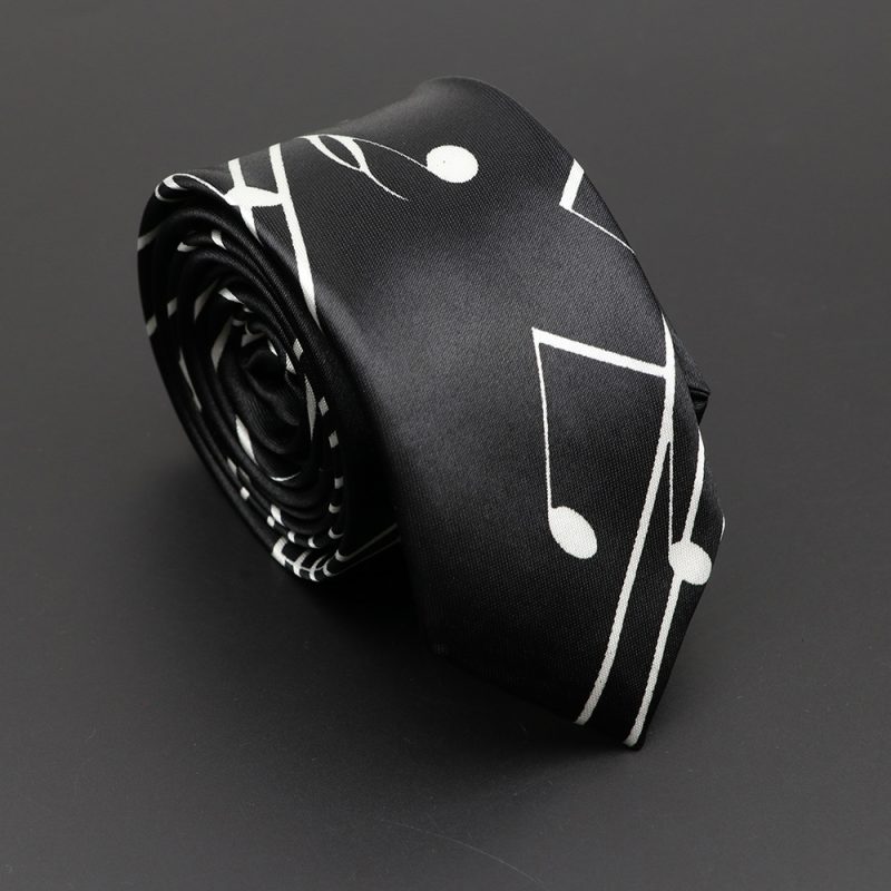 Classic Musical Notes Printed Tie Silky Narrow Neckties Slim Smooth Piano Guitar Necktie Simple Elegant Trendy Unisex Ties Gift - Image 27
