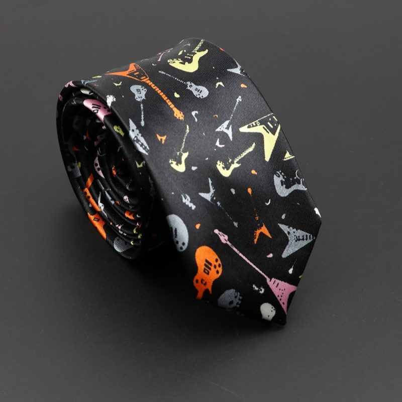 Classic Musical Notes Printed Tie Silky Narrow Neckties Slim Smooth Piano Guitar Necktie Simple Elegant Trendy Unisex Ties Gift - Image 28