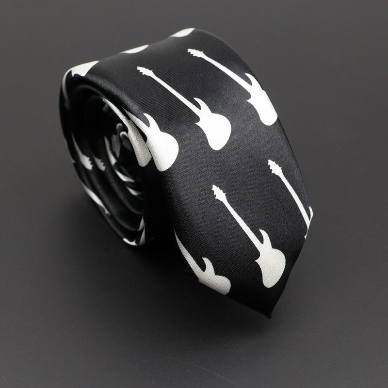 Classic Musical Notes Printed Tie Silky Narrow Neckties Slim Smooth Piano Guitar Necktie Simple Elegant Trendy Unisex Ties Gift - Image 29