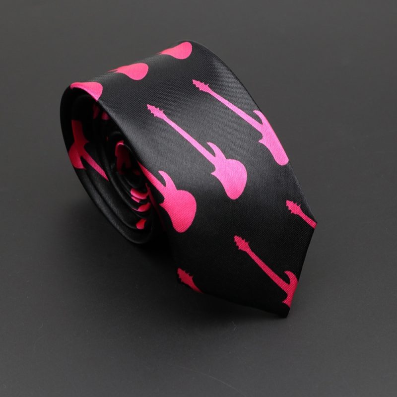 Classic Musical Notes Printed Tie Silky Narrow Neckties Slim Smooth Piano Guitar Necktie Simple Elegant Trendy Unisex Ties Gift - Image 30