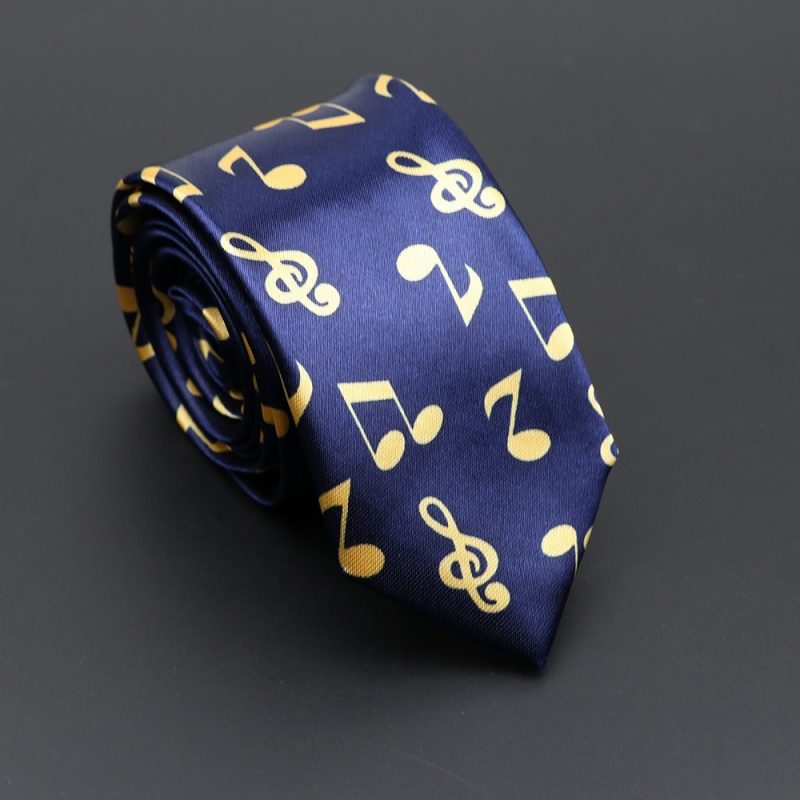 Classic Musical Notes Printed Tie Silky Narrow Neckties Slim Smooth Piano Guitar Necktie Simple Elegant Trendy Unisex Ties Gift - Image 31