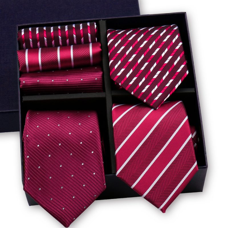 Luxury Men's Tie 3 Sets In Gift Box Paisley Striped Necktie Handkerchief For Men Gravata Wedding Formal Clothing Accessories - Image 7