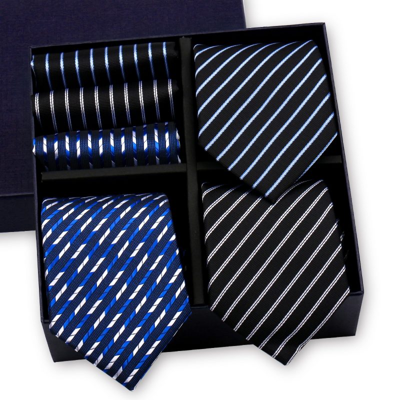 Luxury Men's Tie 3 Sets In Gift Box Paisley Striped Necktie Handkerchief For Men Gravata Wedding Formal Clothing Accessories - Image 17