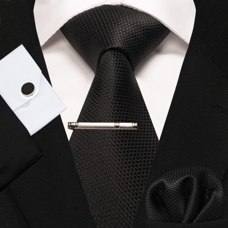 KAMBERFT New Classic Silk Men's Tie Red Gold Striped Men's Tie Handkerchief Cufflinks Set Wedding Business Party Gravatas - Image 19