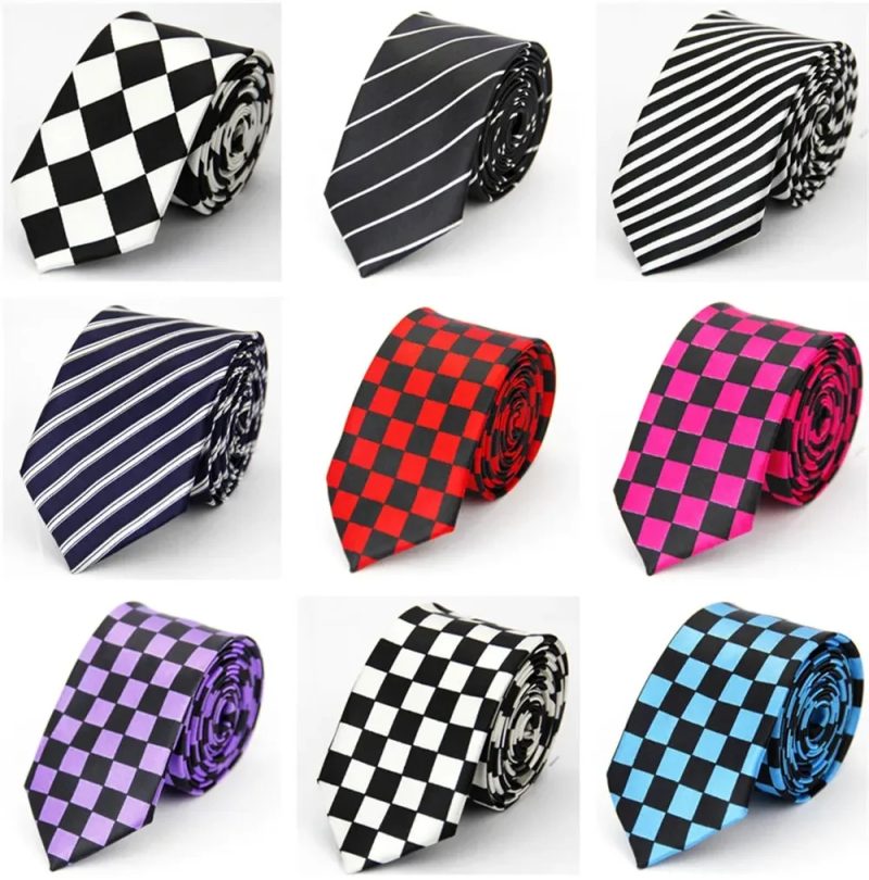 Narrow Tie for Men Women 5cm (2") Skinny Wedding Black Blue Red Pink White Purple Green Gray Piano Skull Print Slim Necktie - Image 4