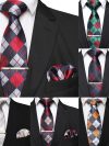41 Style Men Tie Necktie Pocket Square Party Wedding Fashion Striped Plaid 8cm Silk Woven Business Handkerchief Tie Clip Set