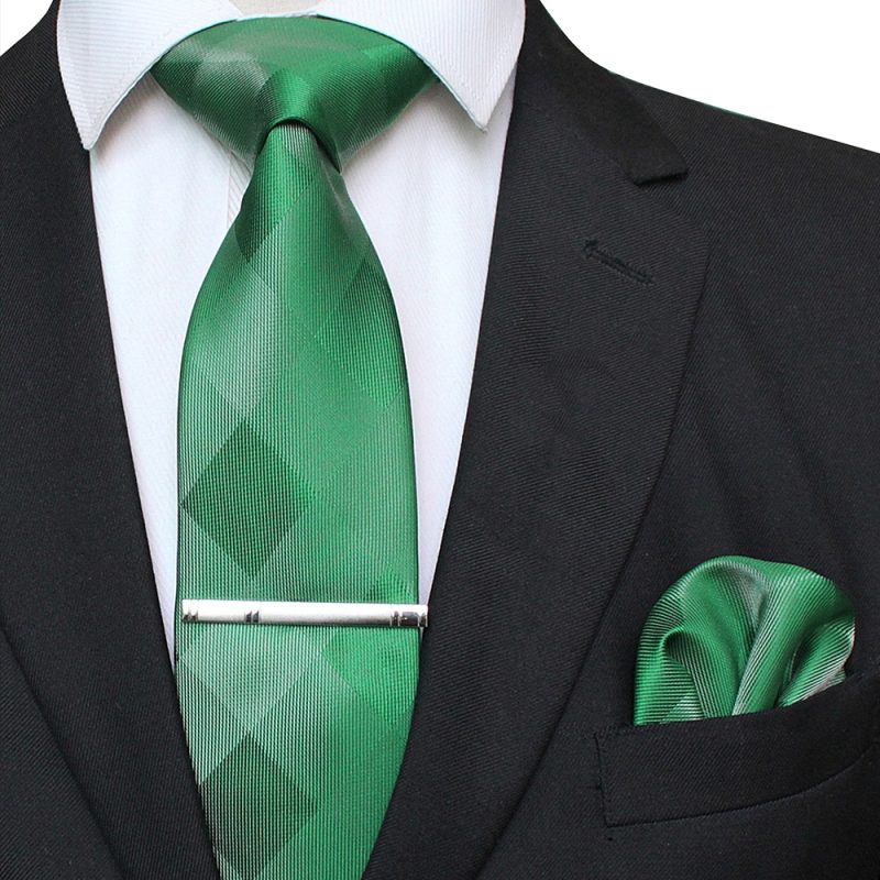 41 Style Men Tie Necktie Pocket Square Party Wedding Fashion Striped Plaid 8cm Silk Woven Business Handkerchief Tie Clip Set - Image 7