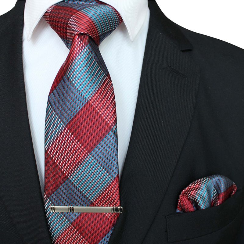 41 Style Men Tie Necktie Pocket Square Party Wedding Fashion Striped Plaid 8cm Silk Woven Business Handkerchief Tie Clip Set - Image 8