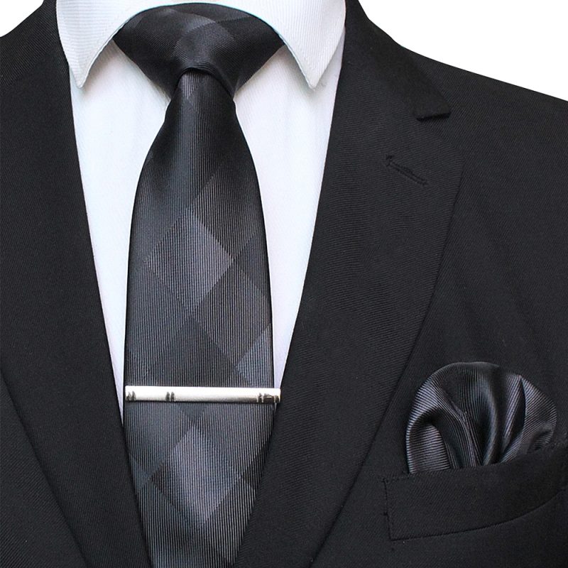41 Style Men Tie Necktie Pocket Square Party Wedding Fashion Striped Plaid 8cm Silk Woven Business Handkerchief Tie Clip Set - Image 9