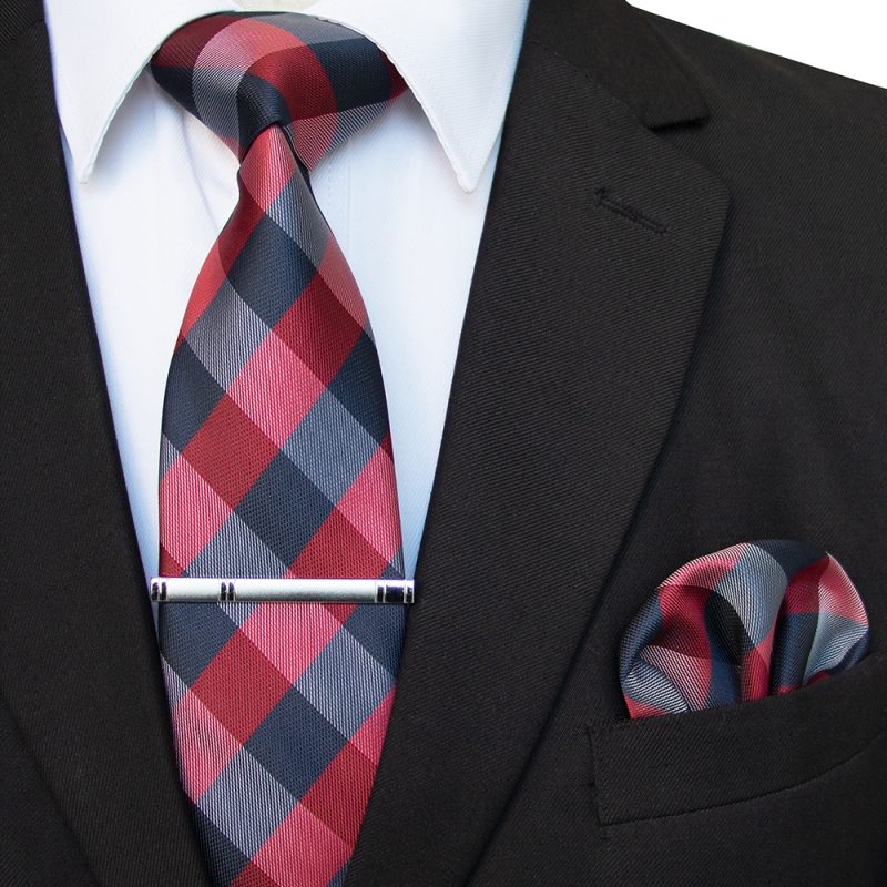 41 Style Men Tie Necktie Pocket Square Party Wedding Fashion Striped Plaid 8cm Silk Woven Business Handkerchief Tie Clip Set - Image 14