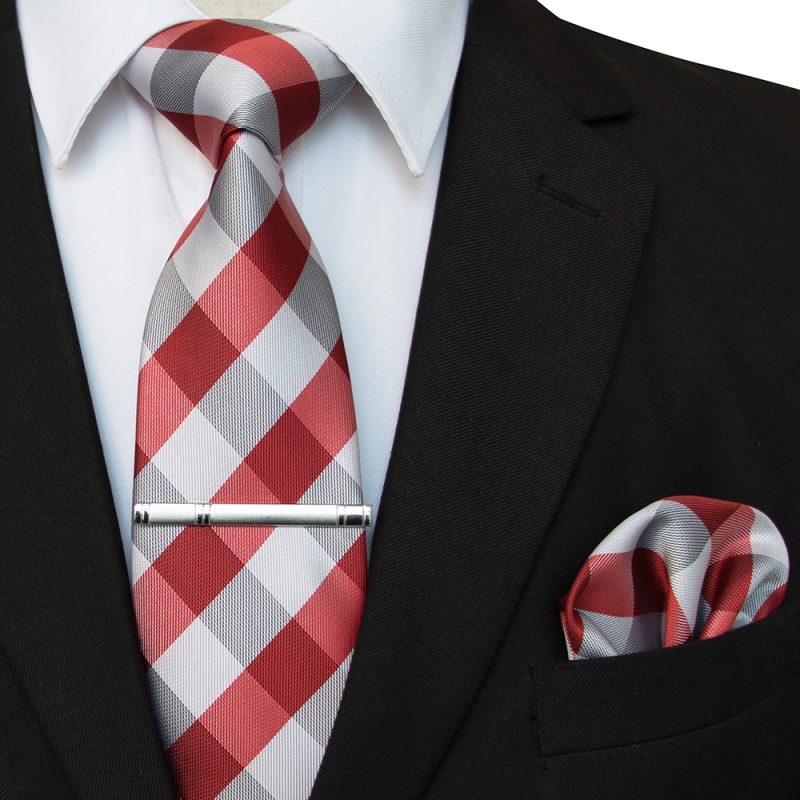 41 Style Men Tie Necktie Pocket Square Party Wedding Fashion Striped Plaid 8cm Silk Woven Business Handkerchief Tie Clip Set - Image 15