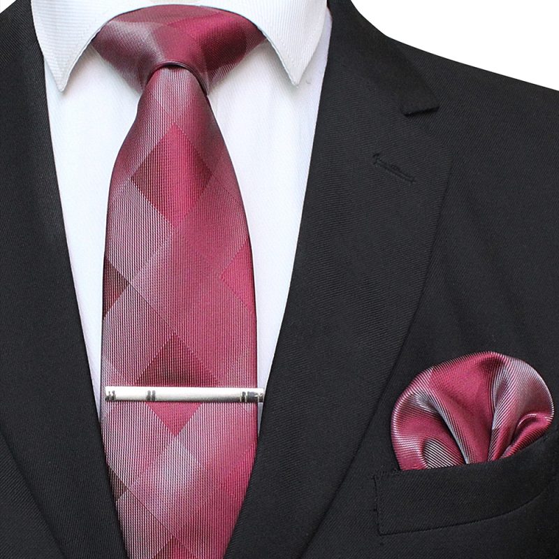 41 Style Men Tie Necktie Pocket Square Party Wedding Fashion Striped Plaid 8cm Silk Woven Business Handkerchief Tie Clip Set - Image 17