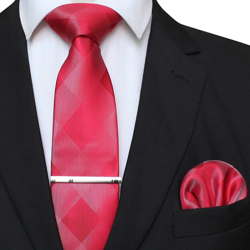 41 Style Men Tie Necktie Pocket Square Party Wedding Fashion Striped Plaid 8cm Silk Woven Business Handkerchief Tie Clip Set - Image 18