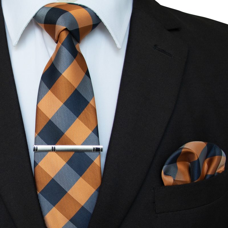 41 Style Men Tie Necktie Pocket Square Party Wedding Fashion Striped Plaid 8cm Silk Woven Business Handkerchief Tie Clip Set - Image 19