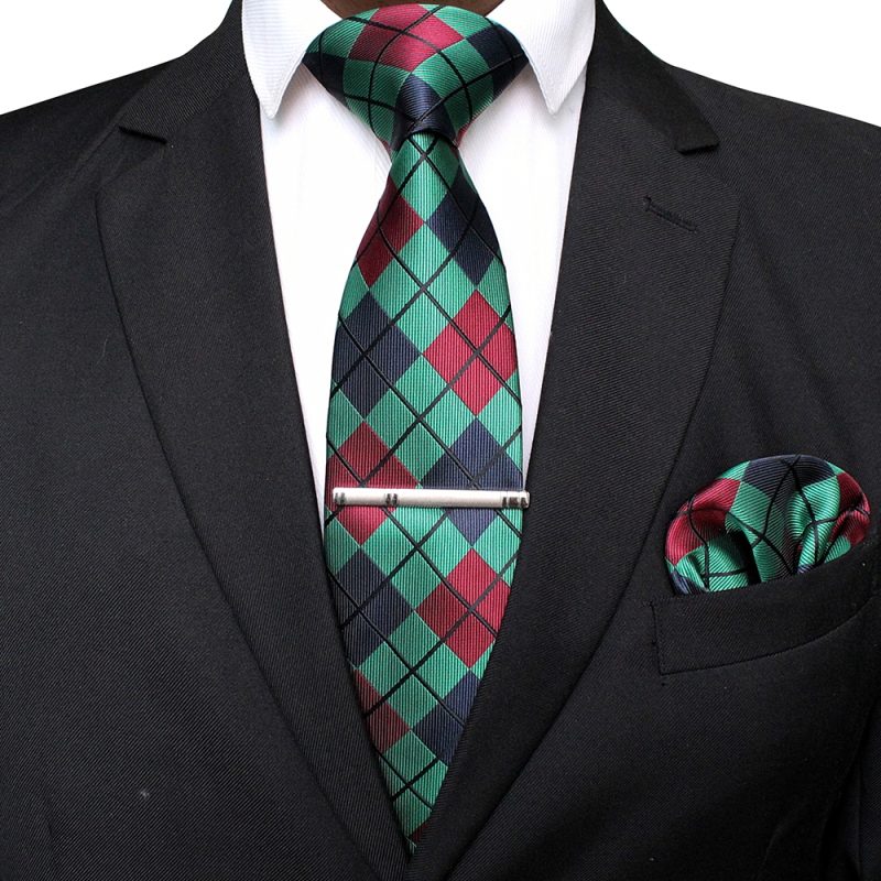 41 Style Men Tie Necktie Pocket Square Party Wedding Fashion Striped Plaid 8cm Silk Woven Business Handkerchief Tie Clip Set - Image 23