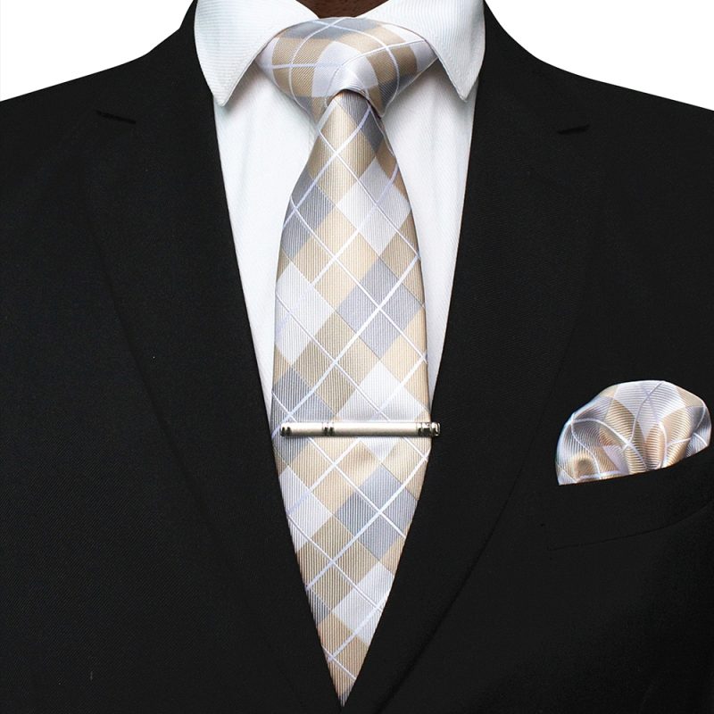41 Style Men Tie Necktie Pocket Square Party Wedding Fashion Striped Plaid 8cm Silk Woven Business Handkerchief Tie Clip Set - Image 28