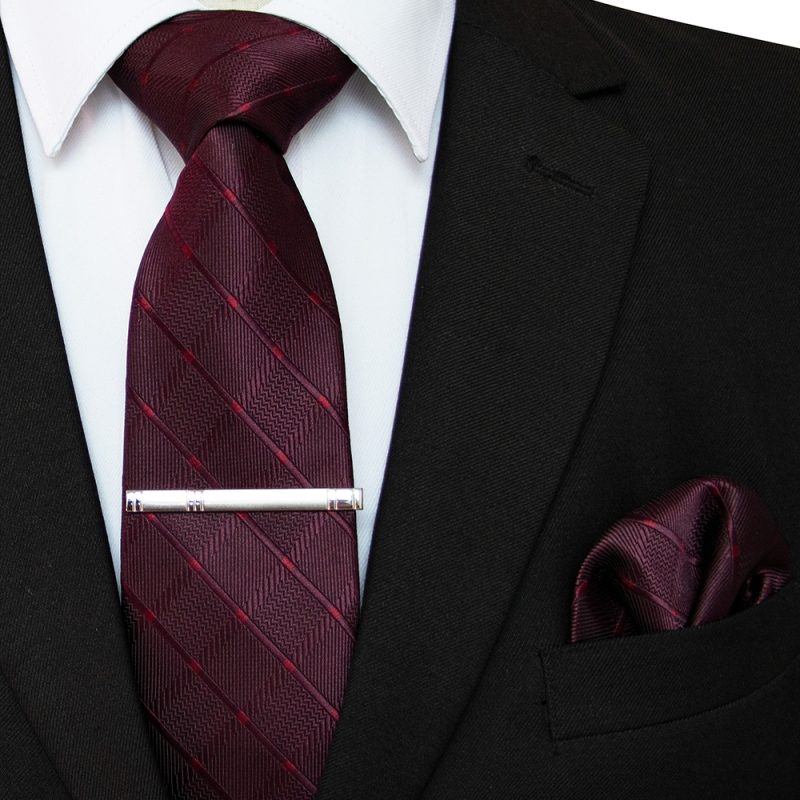 41 Style Men Tie Necktie Pocket Square Party Wedding Fashion Striped Plaid 8cm Silk Woven Business Handkerchief Tie Clip Set - Image 30
