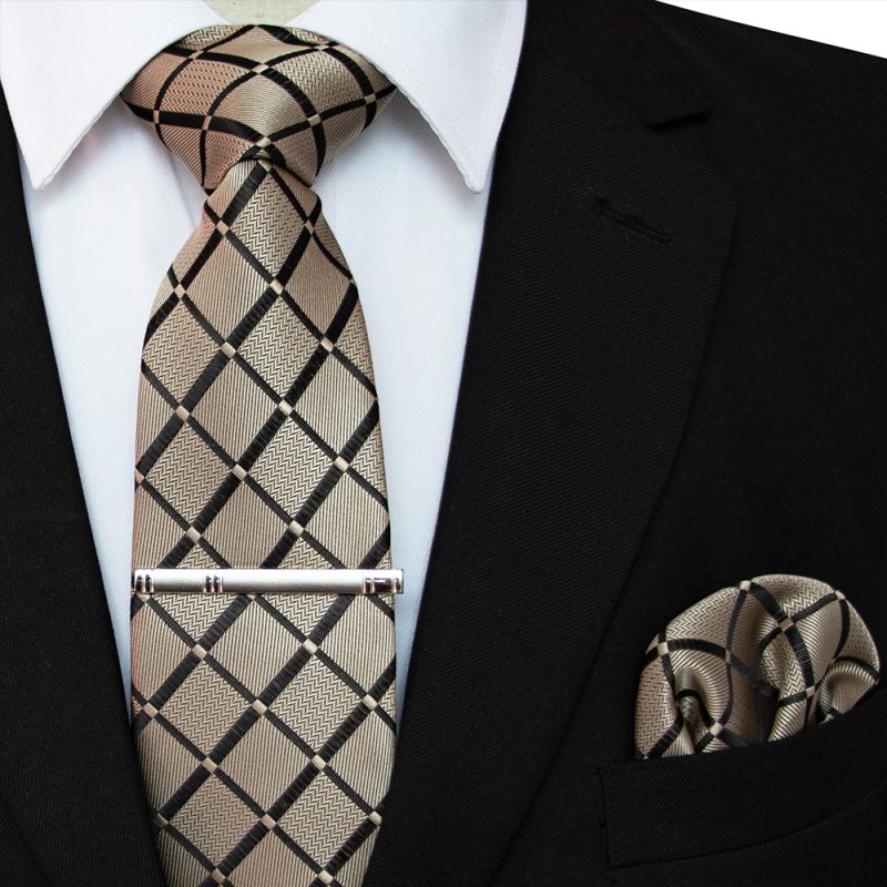 41 Style Men Tie Necktie Pocket Square Party Wedding Fashion Striped Plaid 8cm Silk Woven Business Handkerchief Tie Clip Set - Image 31