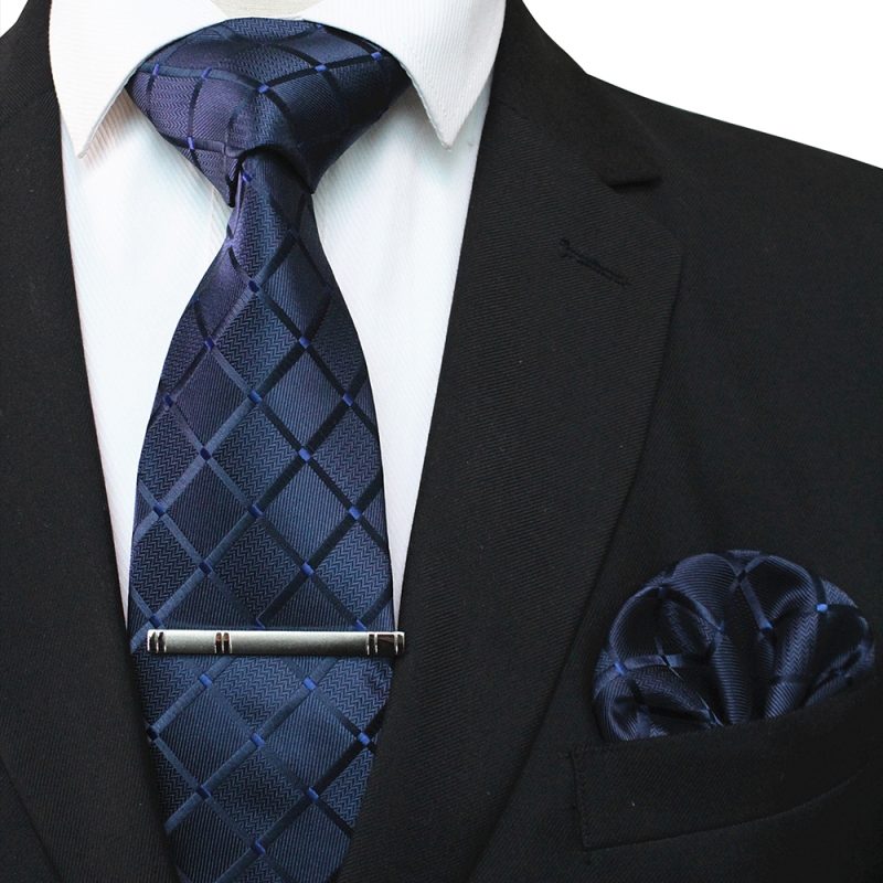 41 Style Men Tie Necktie Pocket Square Party Wedding Fashion Striped Plaid 8cm Silk Woven Business Handkerchief Tie Clip Set - Image 32