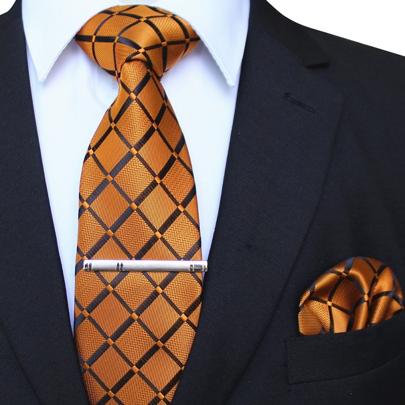 41 Style Men Tie Necktie Pocket Square Party Wedding Fashion Striped Plaid 8cm Silk Woven Business Handkerchief Tie Clip Set - Image 33