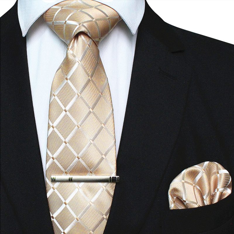 41 Style Men Tie Necktie Pocket Square Party Wedding Fashion Striped Plaid 8cm Silk Woven Business Handkerchief Tie Clip Set - Image 35