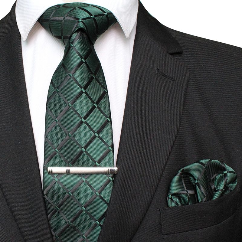 41 Style Men Tie Necktie Pocket Square Party Wedding Fashion Striped Plaid 8cm Silk Woven Business Handkerchief Tie Clip Set - Image 39