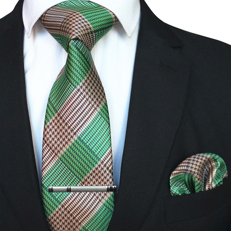 41 Style Men Tie Necktie Pocket Square Party Wedding Fashion Striped Plaid 8cm Silk Woven Business Handkerchief Tie Clip Set - Image 43