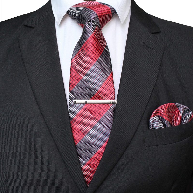 41 Style Men Tie Necktie Pocket Square Party Wedding Fashion Striped Plaid 8cm Silk Woven Business Handkerchief Tie Clip Set - Image 46