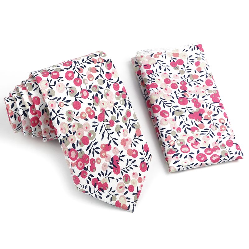Novelty Floral Cotton Mens Casual Tie Set Fit Wedding Party Yellow Green Blue Necktie Pocket Square Chic Suit Gravata Accessory - Image 5