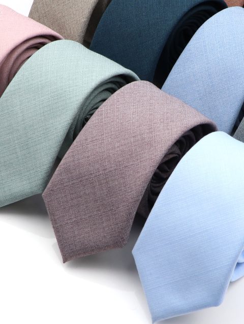 New Men's Solid Color Tie Skinny Casual Anti-wrinkle Necktie For Wedding Suit Neckties Pink Blue Grey Ties Cravat Gift Accessory