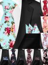 New Casual Floral Cotton Ties And Pocket Square Sets Flower Print Skinny Necktie For Men Mens Neck Tie Cravat 6cm Slim Neckties