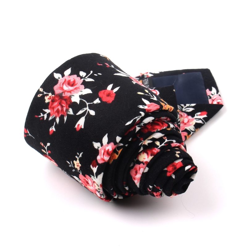 New Casual Floral Cotton Ties And Pocket Square Sets Flower Print Skinny Necktie For Men Mens Neck Tie Cravat 6cm Slim Neckties - Image 3