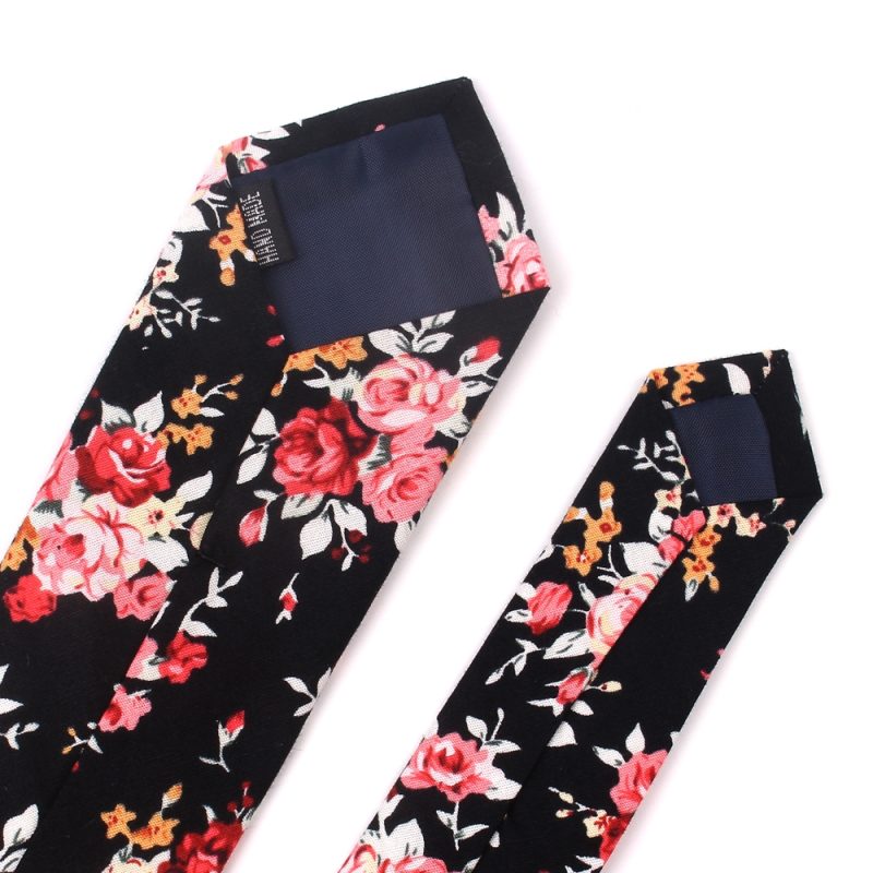 New Casual Floral Cotton Ties And Pocket Square Sets Flower Print Skinny Necktie For Men Mens Neck Tie Cravat 6cm Slim Neckties - Image 5