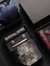 100% Silk Brand Tie Handkerchief Cufflink Set For Men Necktie Holiday Gift Box Blue Gold Suit Accessories Fit Workplace Holiday