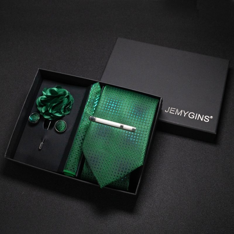 Wine red Men Tie Paisley Silk Tie Pocket Square Cufflink Luxury Gift Box Set Wedding Gravat Accessories Neck Tie For Men - Image 3