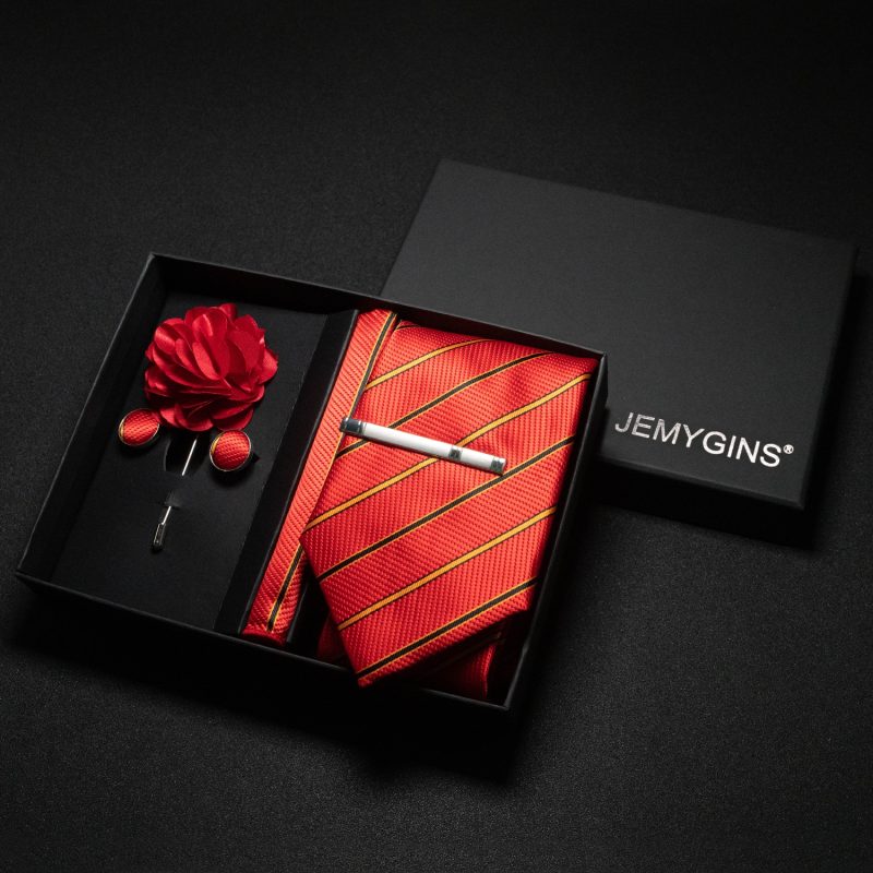 Wine red Men Tie Paisley Silk Tie Pocket Square Cufflink Luxury Gift Box Set Wedding Gravat Accessories Neck Tie For Men - Image 10