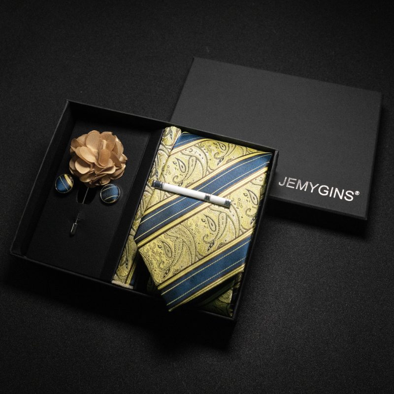 Wine red Men Tie Paisley Silk Tie Pocket Square Cufflink Luxury Gift Box Set Wedding Gravat Accessories Neck Tie For Men - Image 33