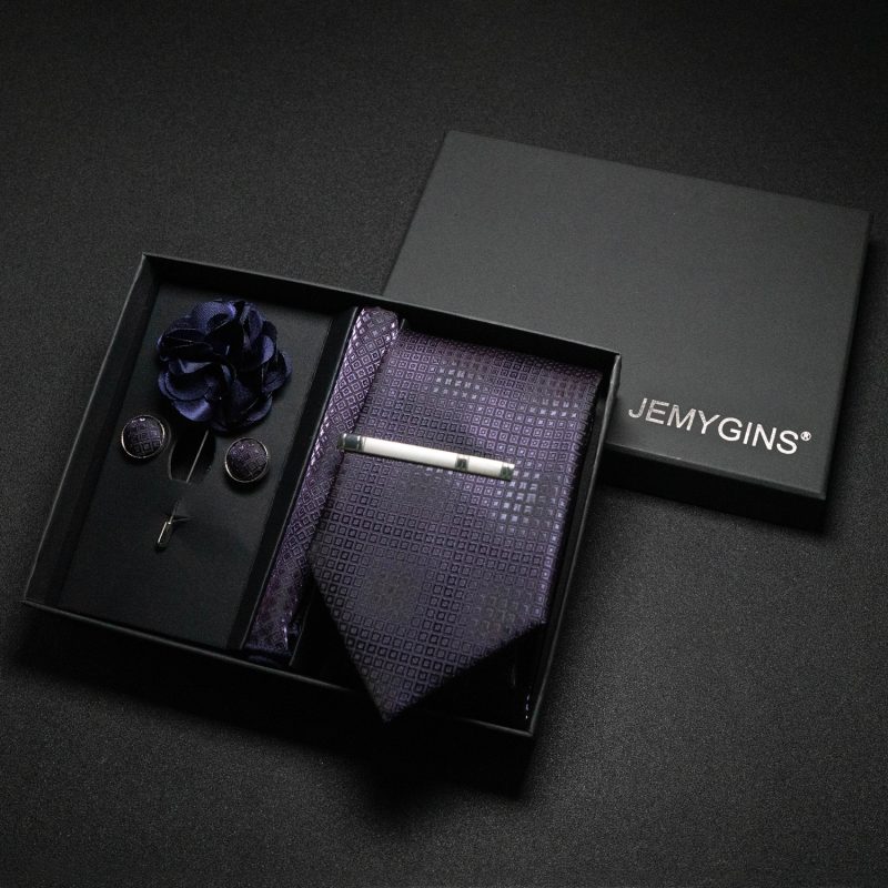 Wine red Men Tie Paisley Silk Tie Pocket Square Cufflink Luxury Gift Box Set Wedding Gravat Accessories Neck Tie For Men - Image 34