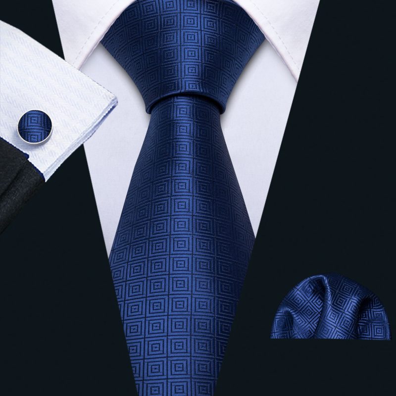 Barry.Wang Plaid Silk Men Tie Hanky Cufflinks Set Checked Jacquard Necktie for Male Formal Casual Wedding Business Party Events - Image 58