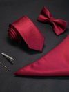 JEMYGINS New Solid Color 6cm Silk Men Tie Set Jacquard Woven Necktie Bowtie Handkerchief pin Suit Red Green For Business Wedding